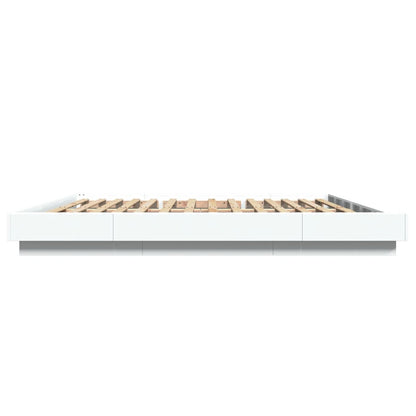 Bedframe massief hout wit 200x200 cm