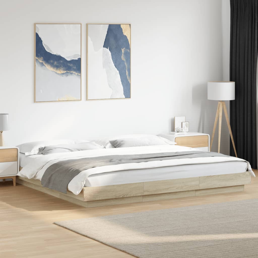 Bedframe bewerkt hout sonoma eikenkleurig 200x200 cm
