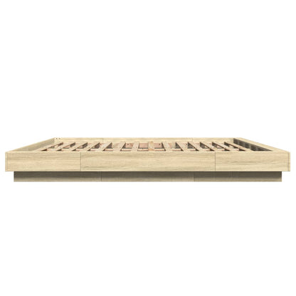 Bedframe bewerkt hout sonoma eikenkleurig 200x200 cm