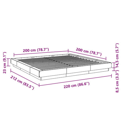 Bedframe bewerkt hout sonoma eikenkleurig 200x200 cm