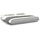 Bed frame carved wood grey Sonoma oak colour 200x200 cm