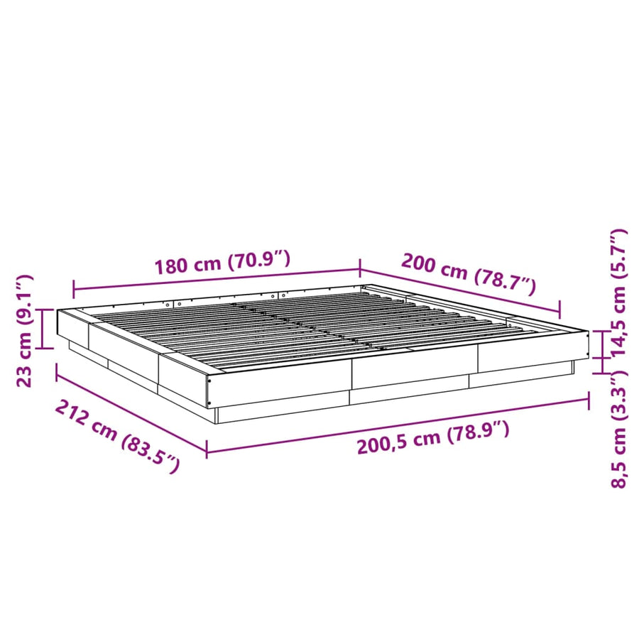 Bedframe bewerkt hout wit 180x200 cm