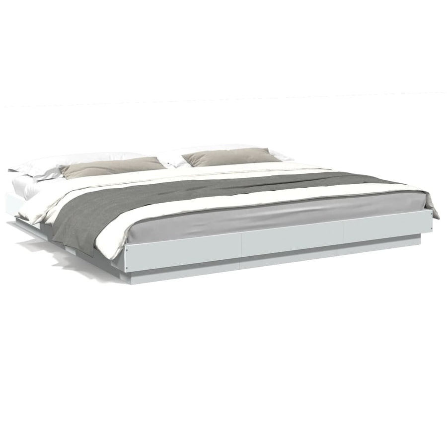 Bedframe bewerkt hout wit 180x200 cm