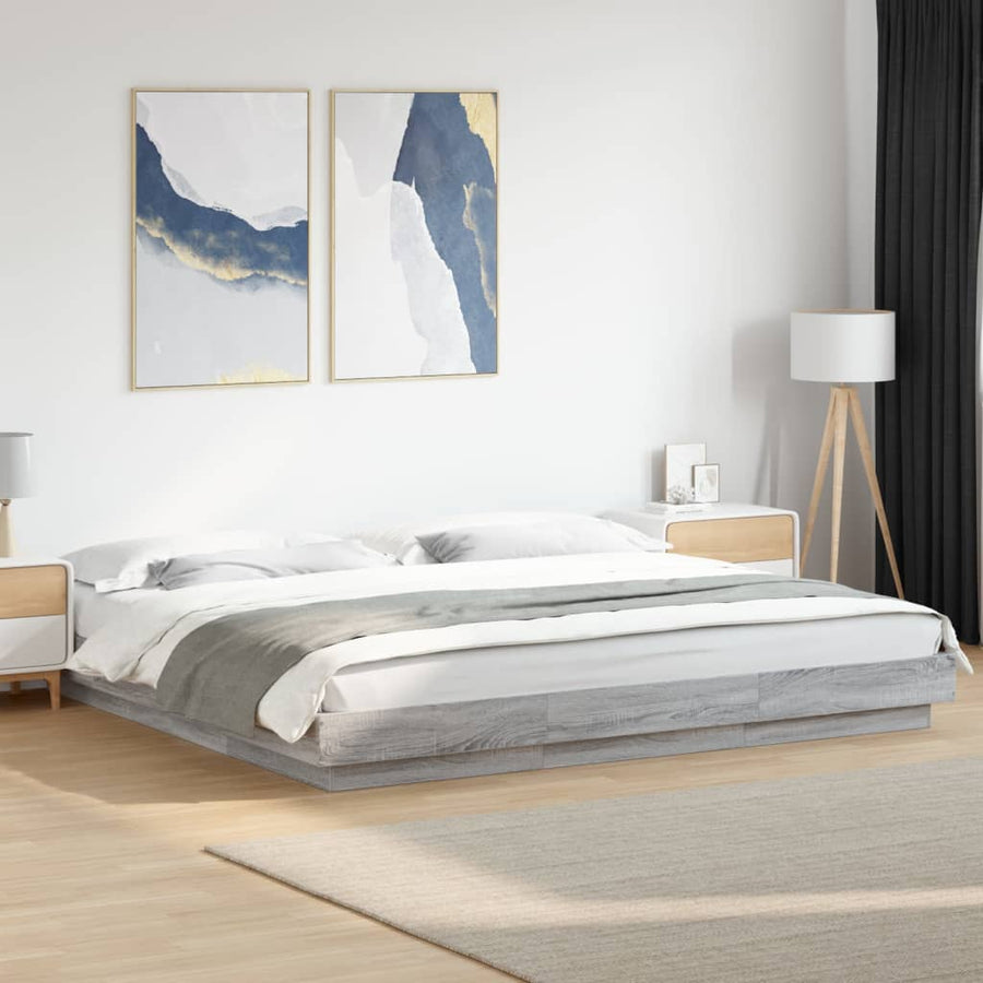Bedframe bewerkt hout grijs sonoma eikenkleurig 180x200 cm