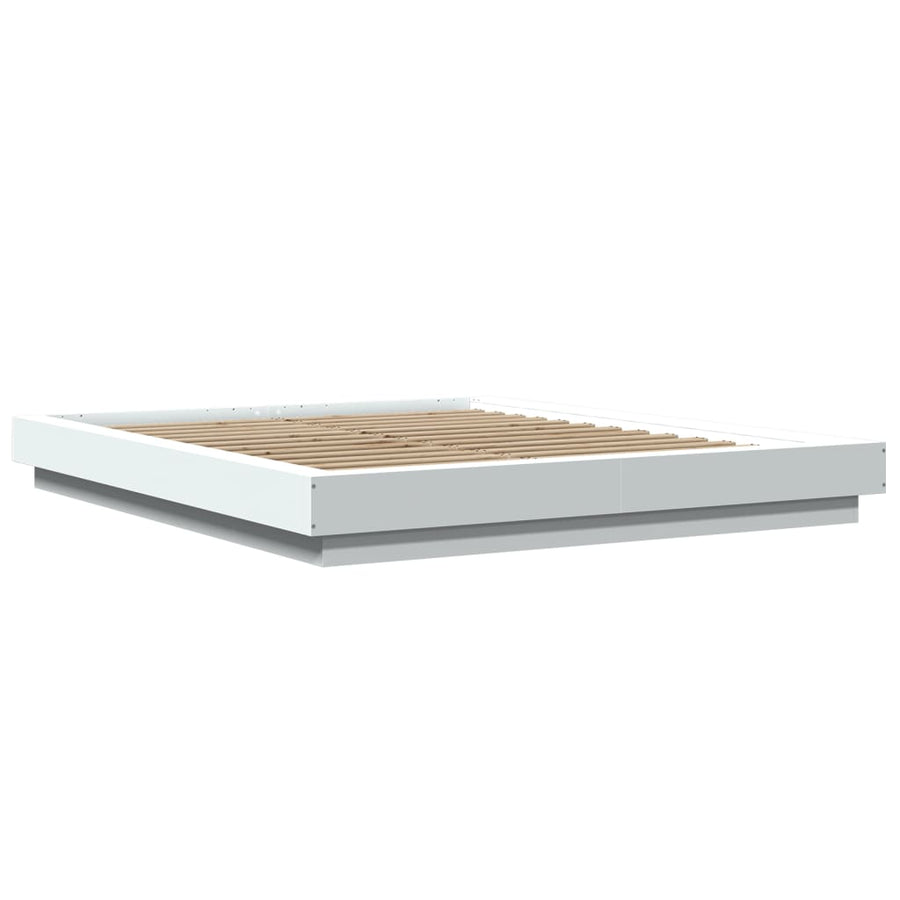 Bedframe bewerkt hout wit 160x200 cm