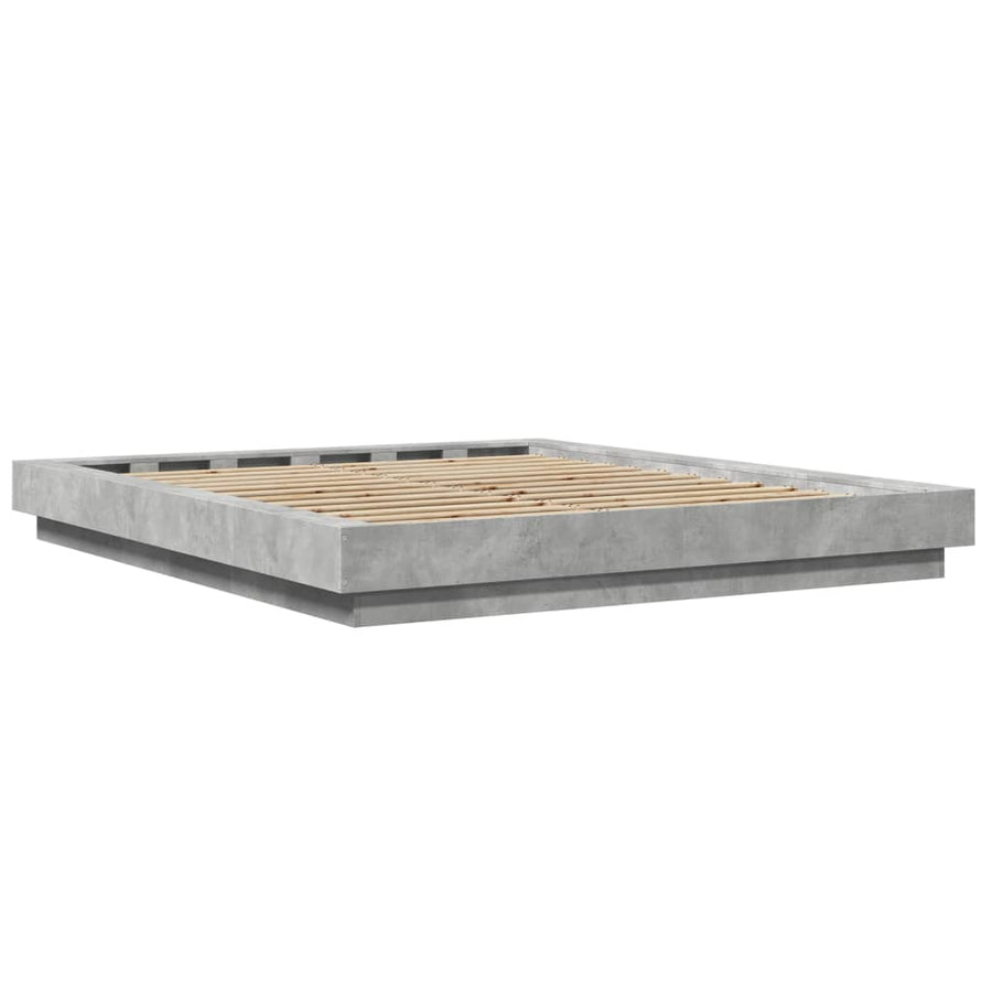 Bedframe bewerkt hout betongrijs 160x200 cm