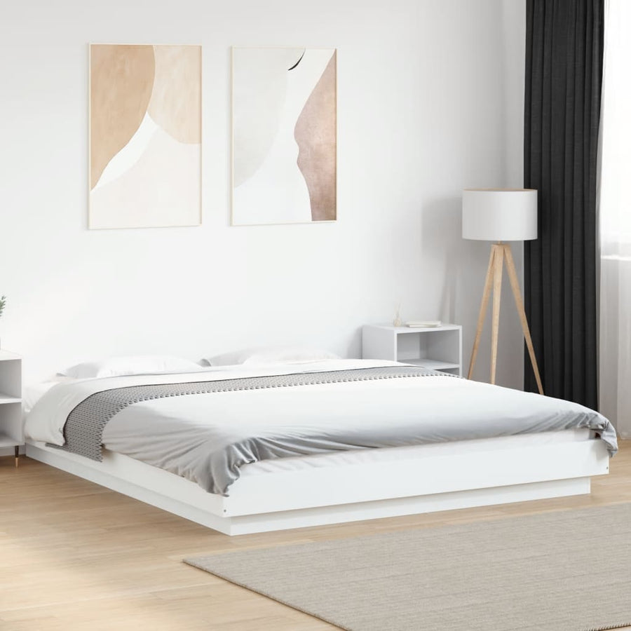 Bedframe bewerkt hout wit 150x200 cm