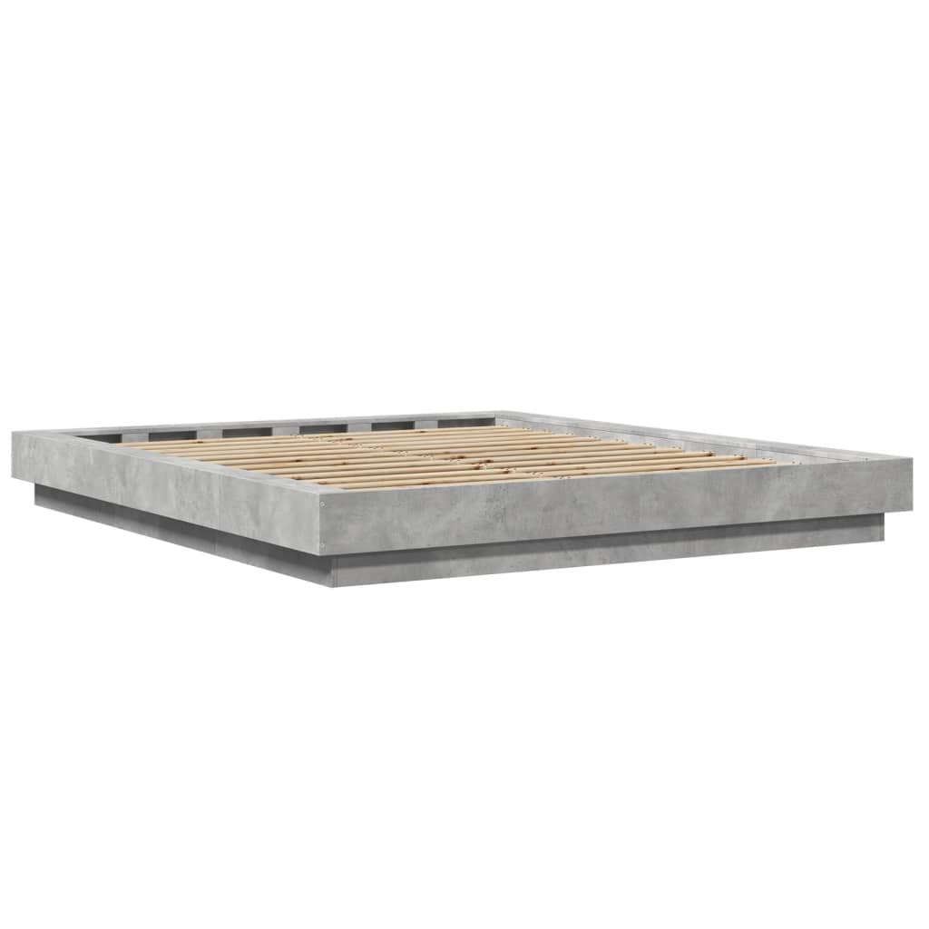 Bedframe bewerkt hout betongrijs 150x200 cm