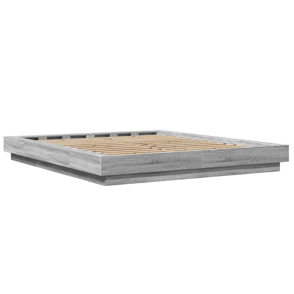 Bedframe bewerkt hout grijs sonoma eikenkleurig 150x200 cm