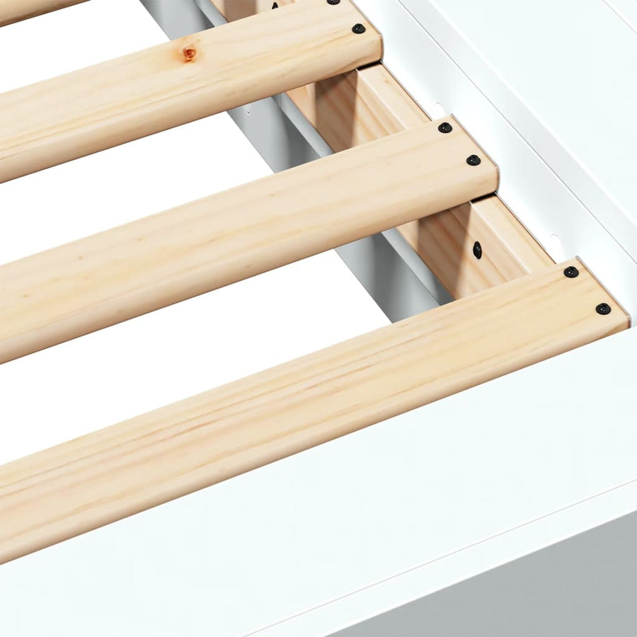 Bedframe bewerkt hout wit 140x200 cm