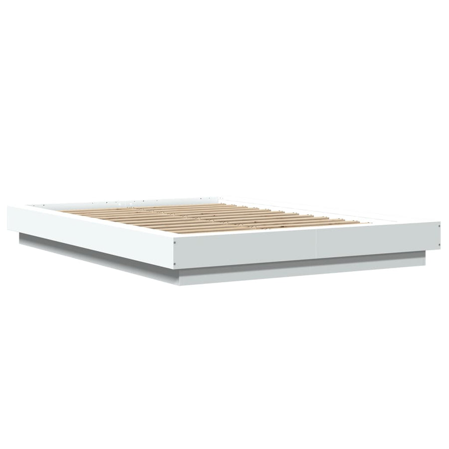 Bedframe LED massief hout wit 120x200 cm