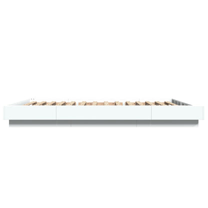 Bedframe LED massief hout wit 120x200 cm