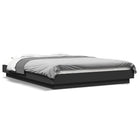Black carved wooden bed frame 120x200 cm