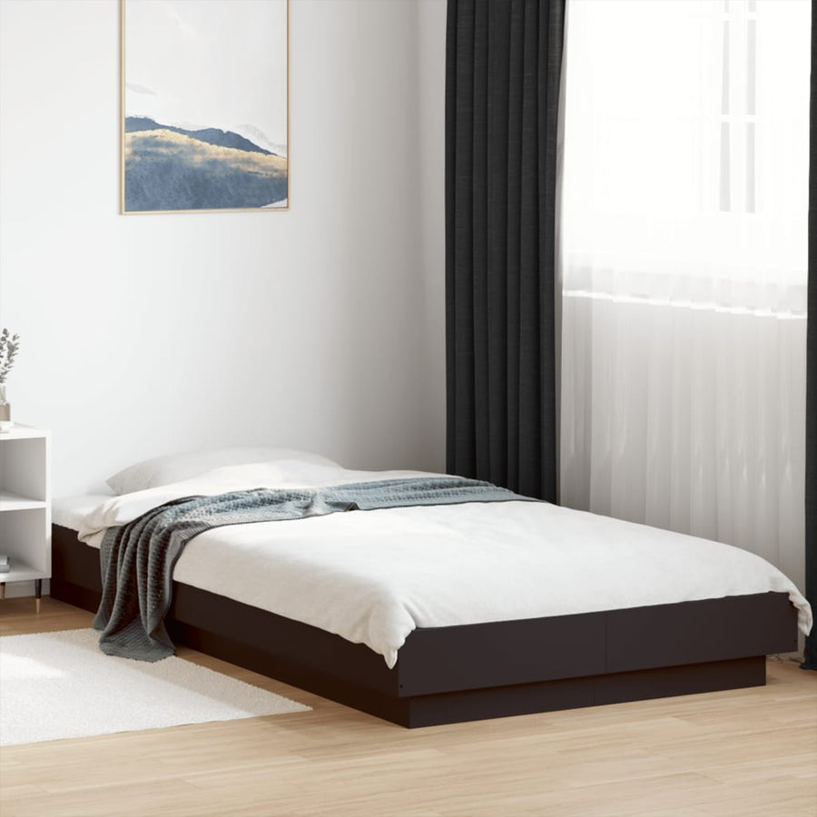 Bedframe bewerkt hout zwart 100x200 cm