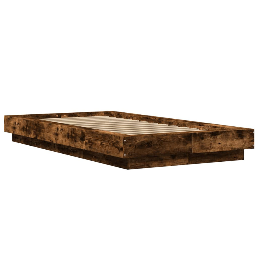 Bedframe bewerkt hout gerookt eikenkleurig 100x200 cm