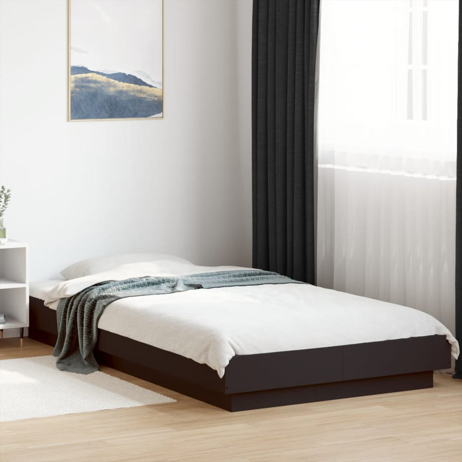 Bedframe bewerkt hout zwart 90x200 cm
