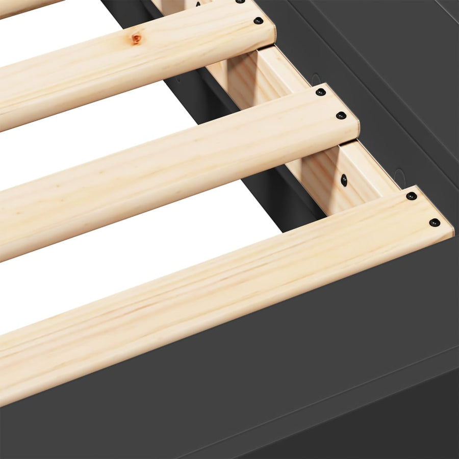 Bedframe bewerkt hout zwart 90x200 cm