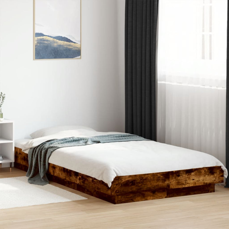 Bedframe bewerkt hout gerookt eikenkleurig 90x200 cm