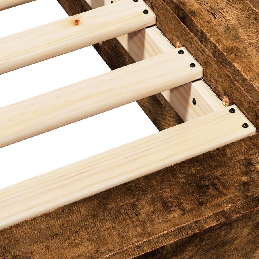 Bedframe bewerkt hout gerookt eikenkleurig 90x200 cm