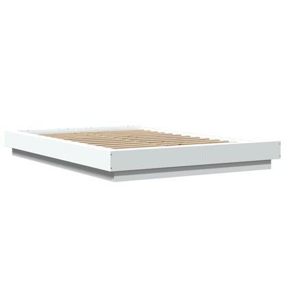 Bedframe LED massief hout wit 140x190 cm