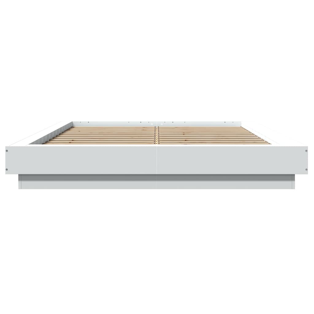 Bedframe LED massief hout wit 140x190 cm