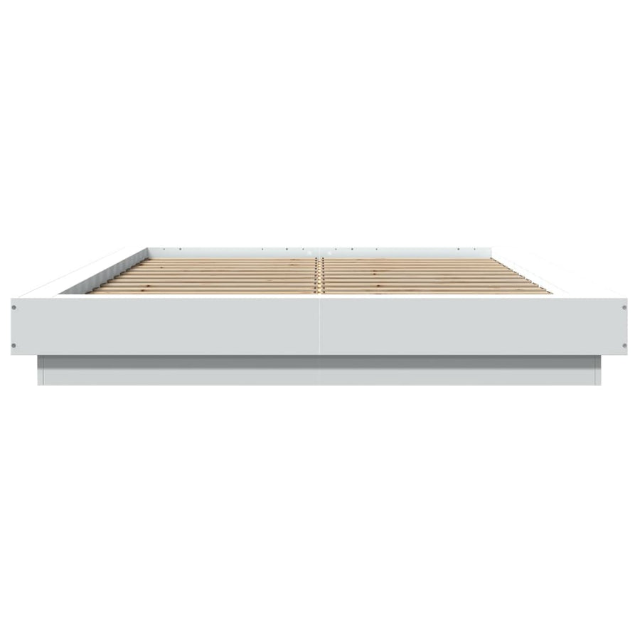 Bedframe LED massief hout wit 140x190 cm