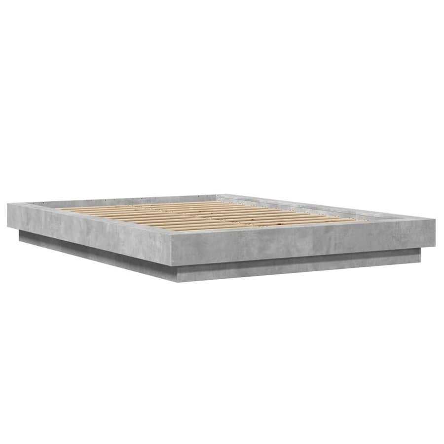 Bedframe bewerkt hout betongrijs 140x190 cm