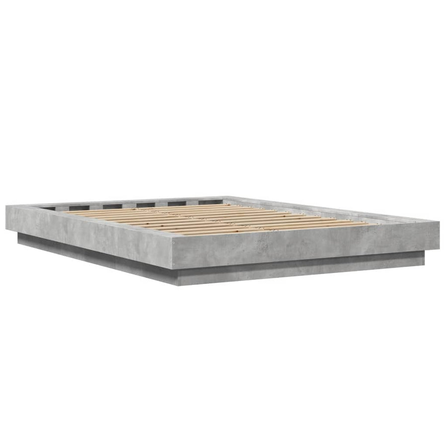 Bedframe bewerkt hout betongrijs 140x190 cm