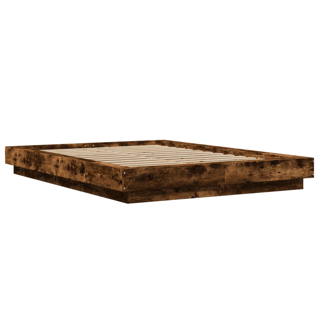 Bedframe bewerkt hout gerookt eikenkleurig 140x190 cm