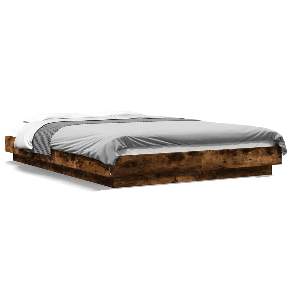 Bedframe bewerkt hout gerookt eikenkleurig 140x190 cm