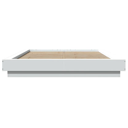 Bedframe bewerkt hout wit 135x190 cm