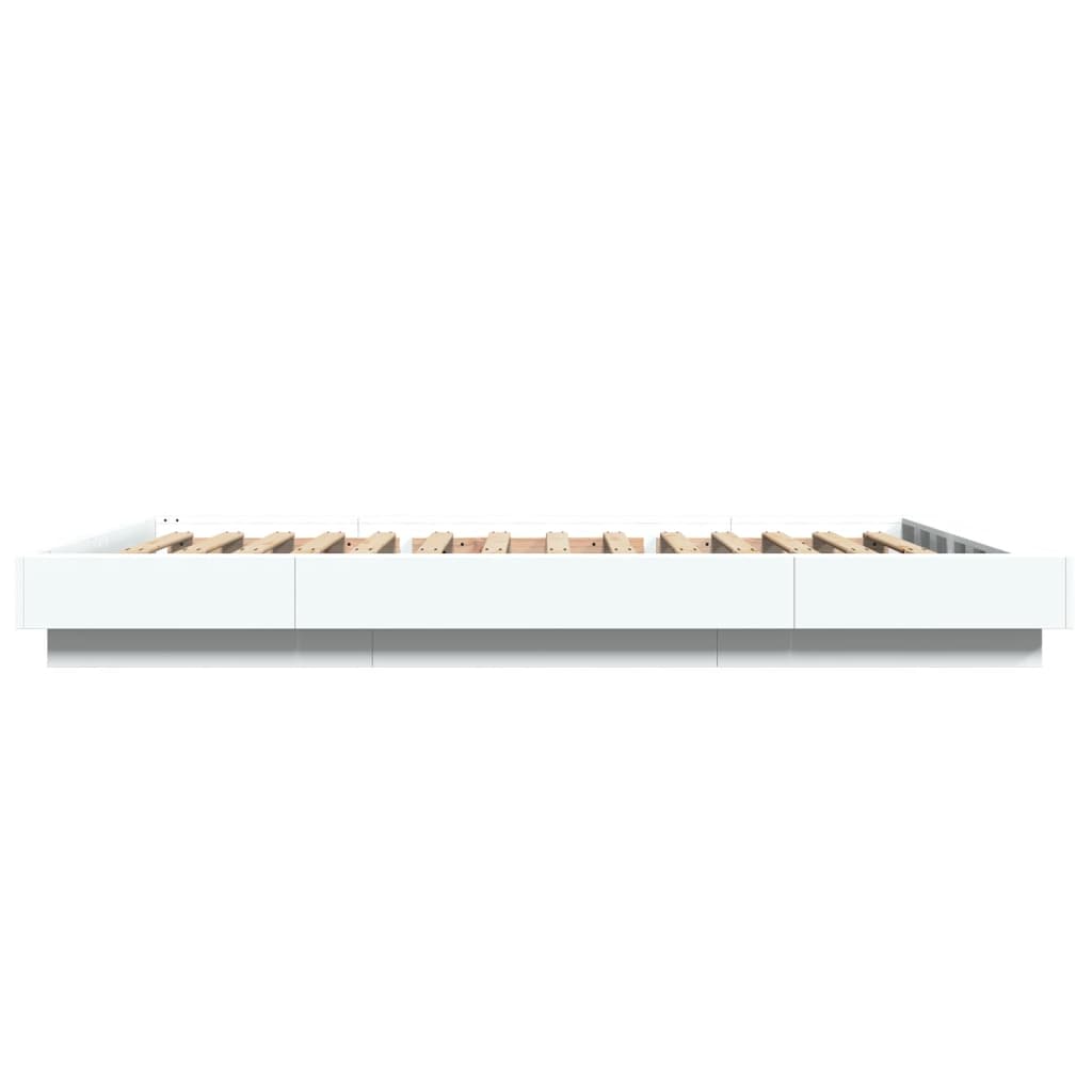 Bedframe bewerkt hout wit 135x190 cm
