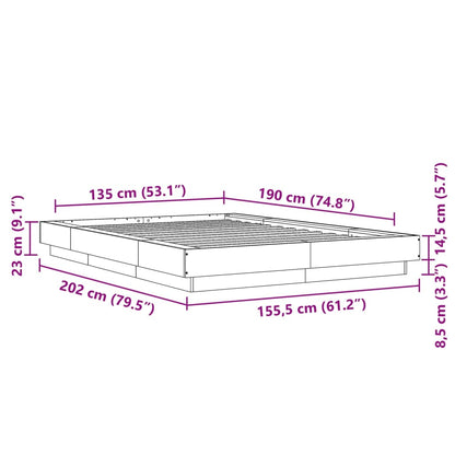 Bedframe bewerkt hout wit 135x190 cm