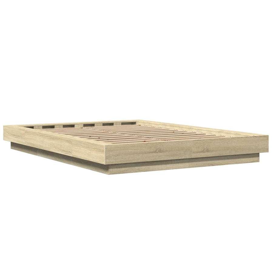 Bedframe bewerkt hout sonoma eikenkleurig 135x190 cm