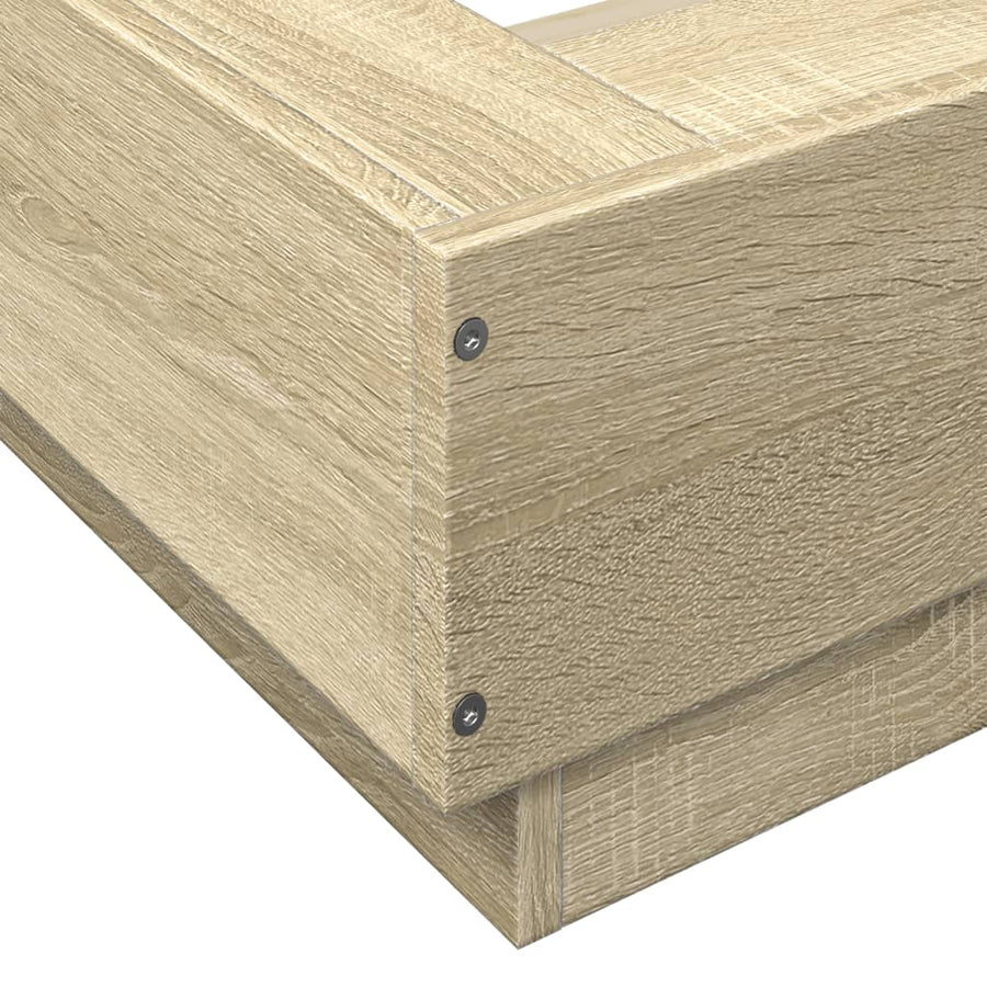 Bedframe bewerkt hout sonoma eikenkleurig 135x190 cm