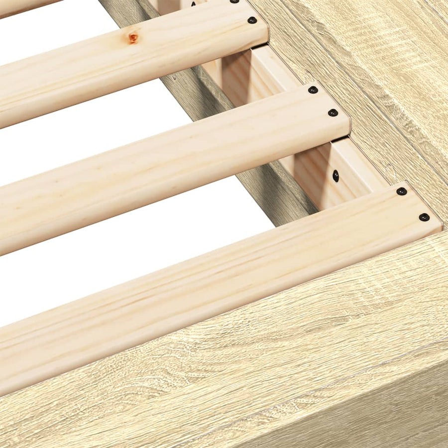 Bedframe bewerkt hout sonoma eikenkleurig 135x190 cm