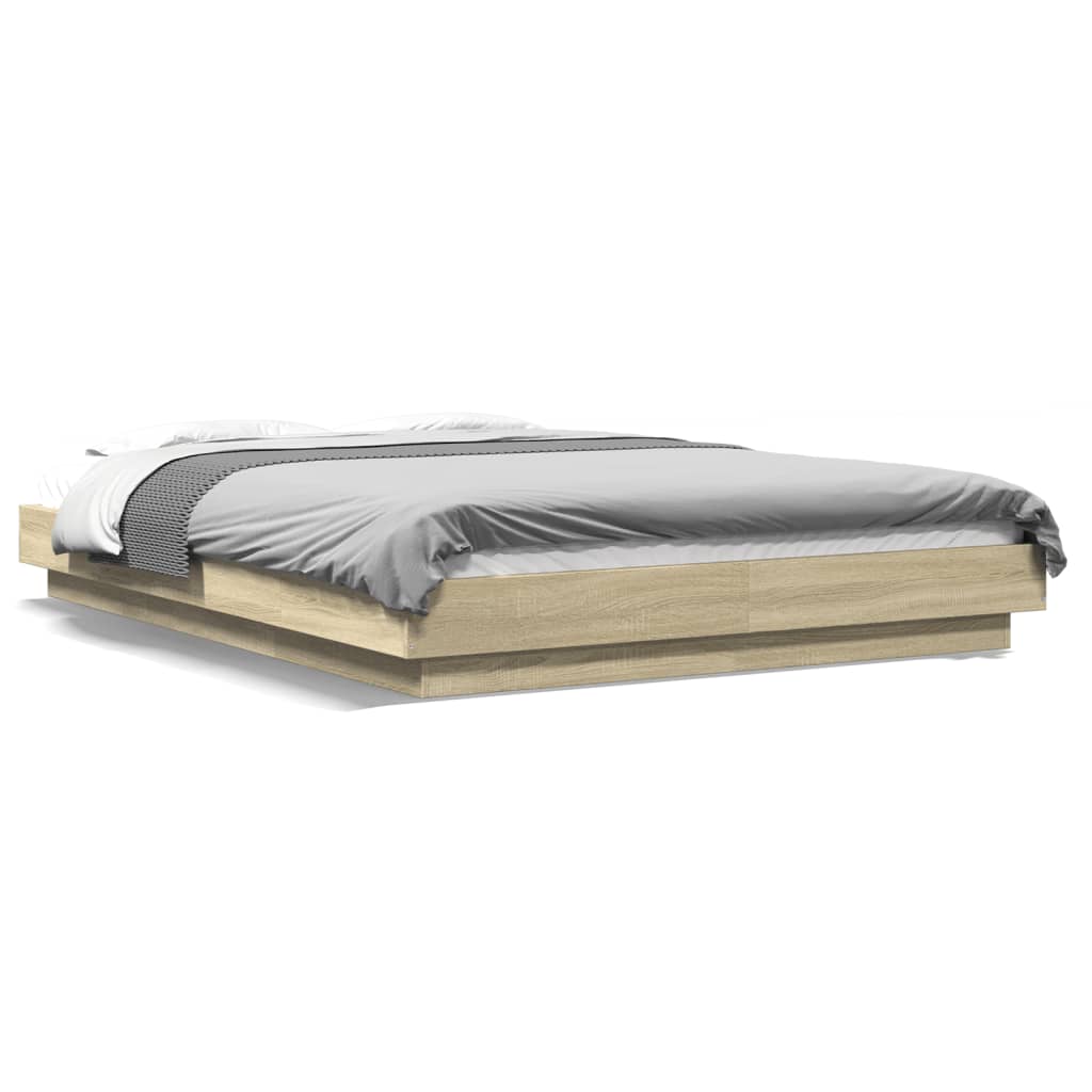 Bedframe bewerkt hout sonoma eikenkleurig 135x190 cm