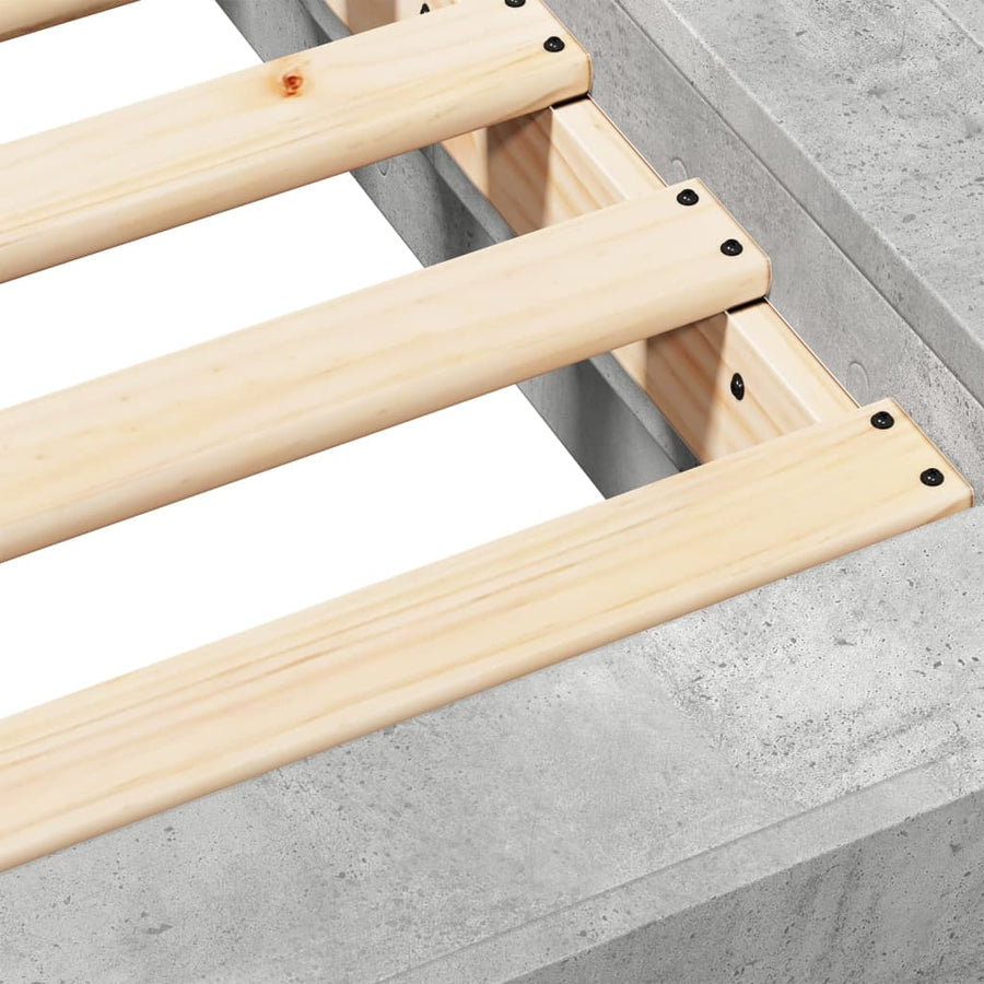 Bedframe bewerkt hout betongrijs 135x190 cm