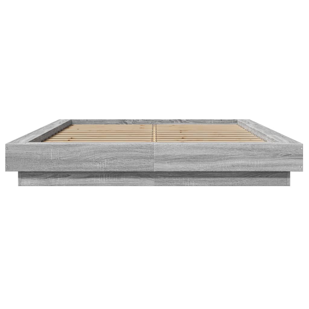 Bedframe bewerkt hout grijs sonoma eikenkleurig 135x190 cm