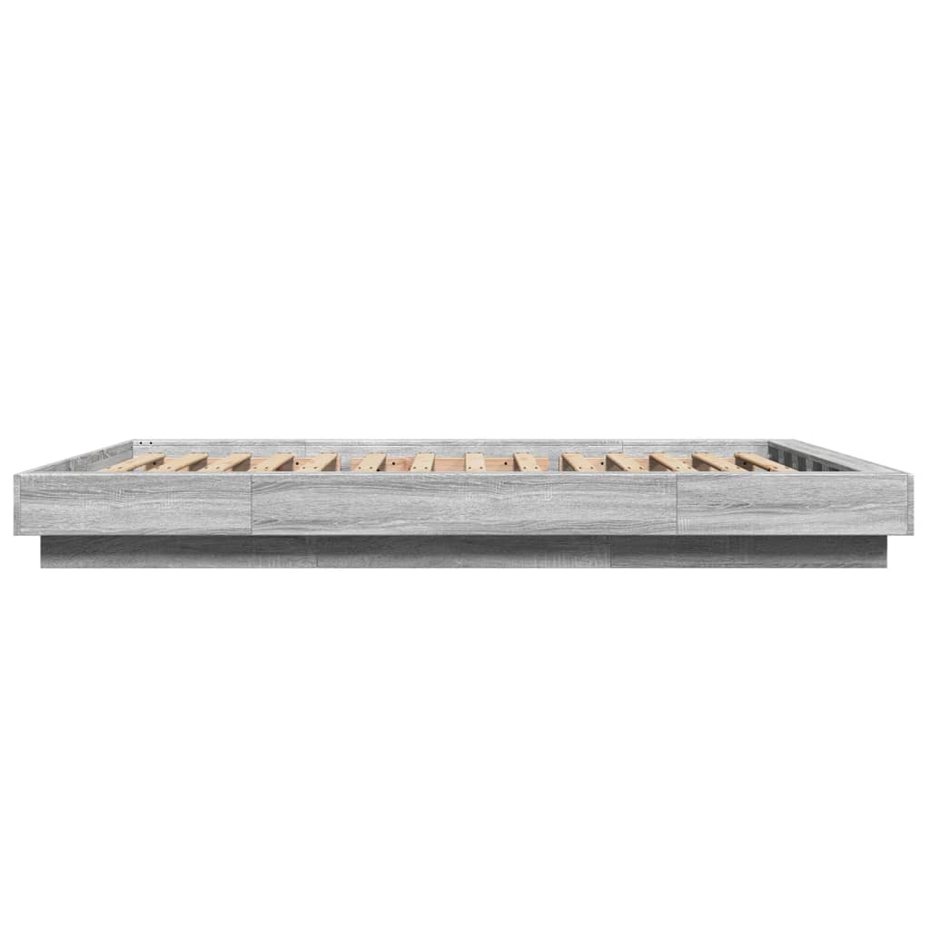 Bedframe bewerkt hout grijs sonoma eikenkleurig 135x190 cm