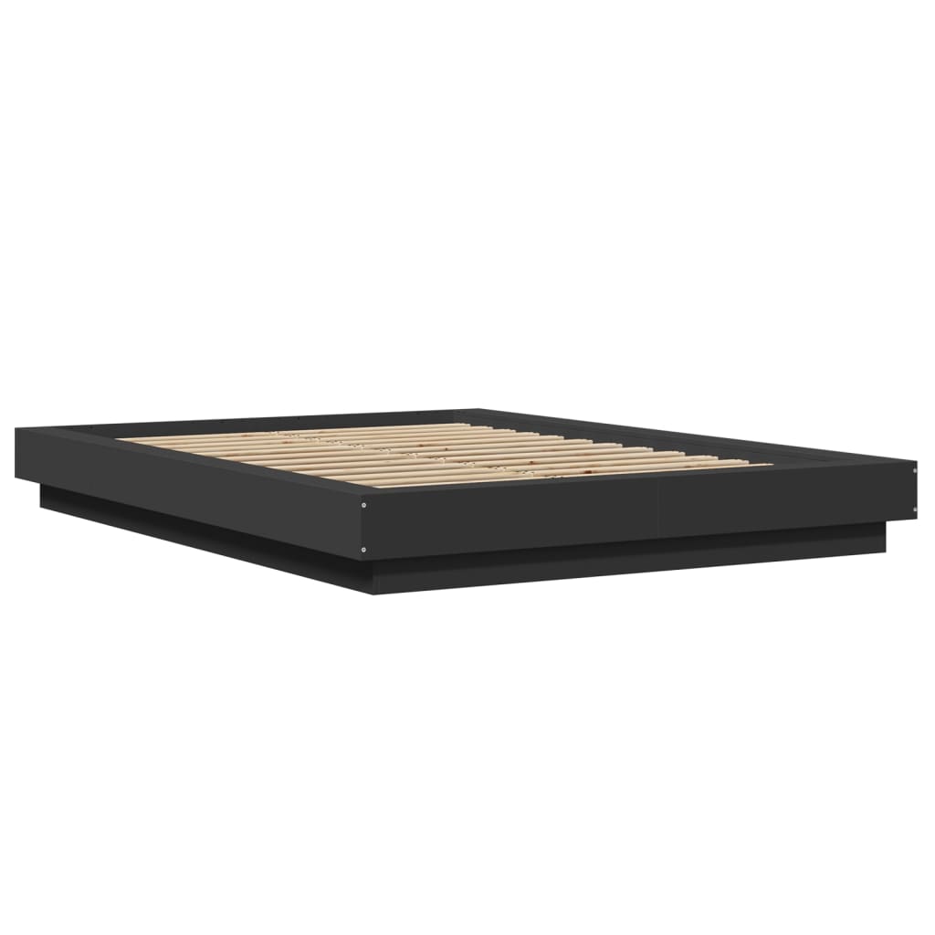 Bedframe bewerkt hout zwart 120x190 cm