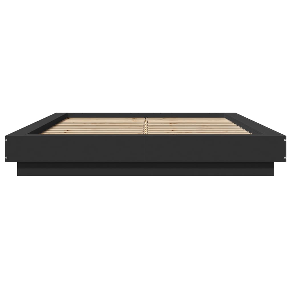 Bedframe bewerkt hout zwart 120x190 cm