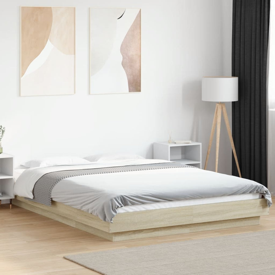 Bedframe bewerkt hout sonoma eikenkleurig 120x190 cm
