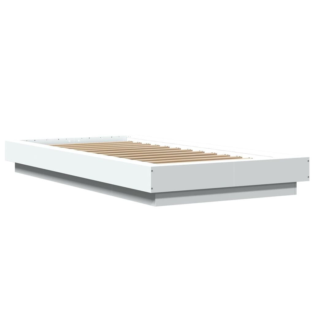 Bedframe bewerkt hout wit 90x190 cm