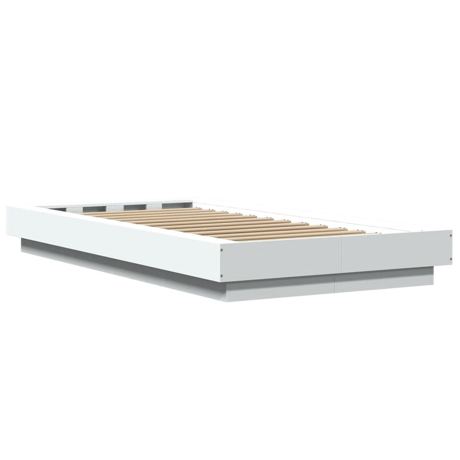 Bedframe bewerkt hout wit 90x190 cm