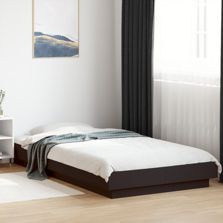 Bedframe bewerkt hout zwart 90x190 cm