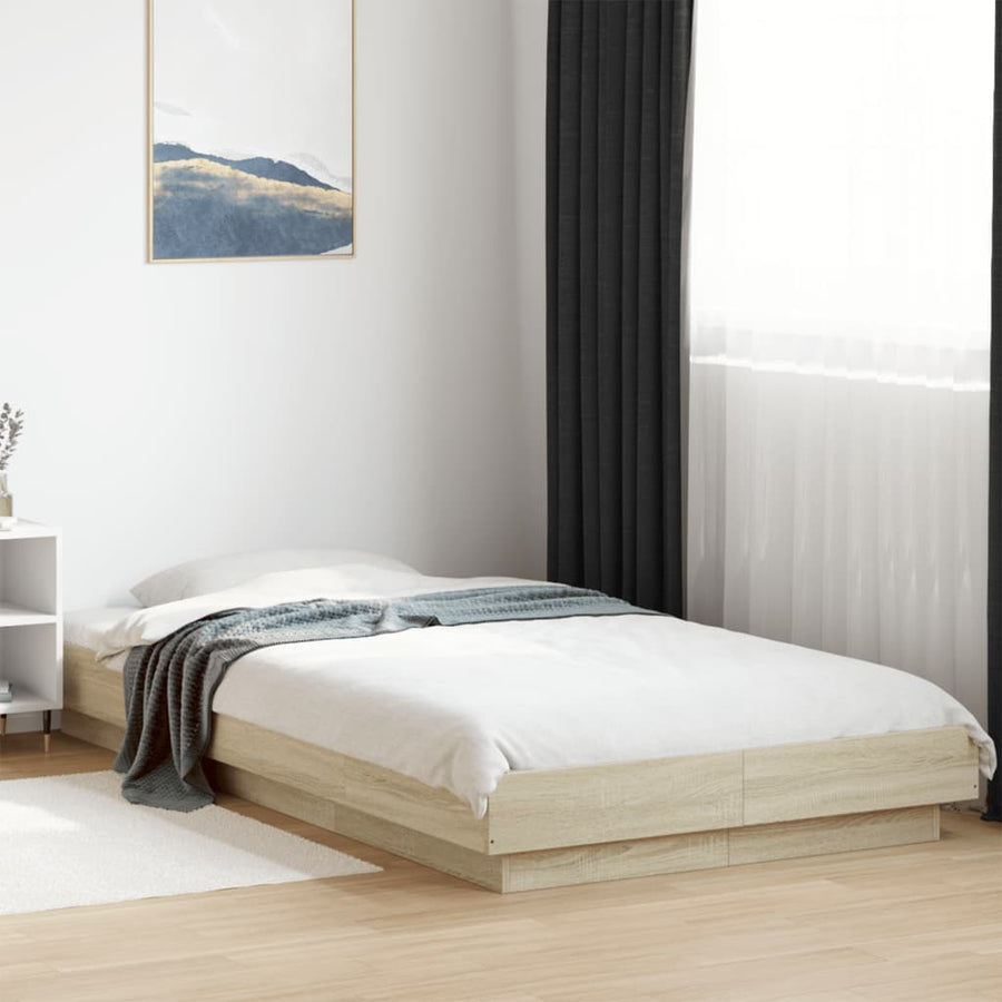 Bedframe bewerkt hout sonoma eikenkleurig 90x190 cm