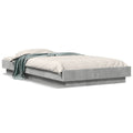 Bed frame carved wood concrete grey 90x190 cm