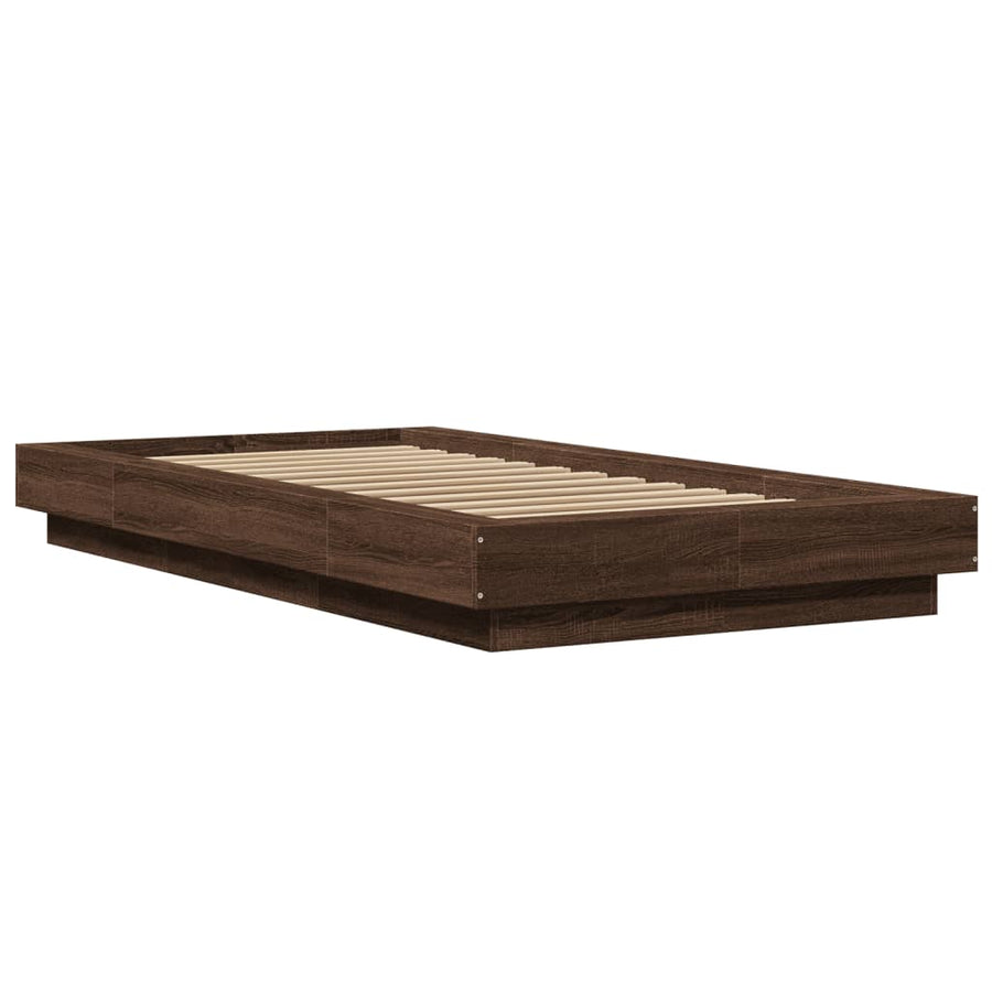 Bedframe bewerkt hout bruin eikenkleur 90x190 cm