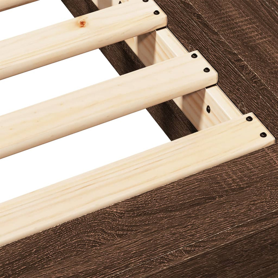 Bedframe bewerkt hout bruin eikenkleur 90x190 cm